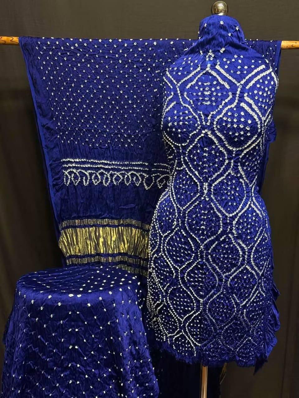 Pure Modal Silk Bandhani Print Unstitched Suit .