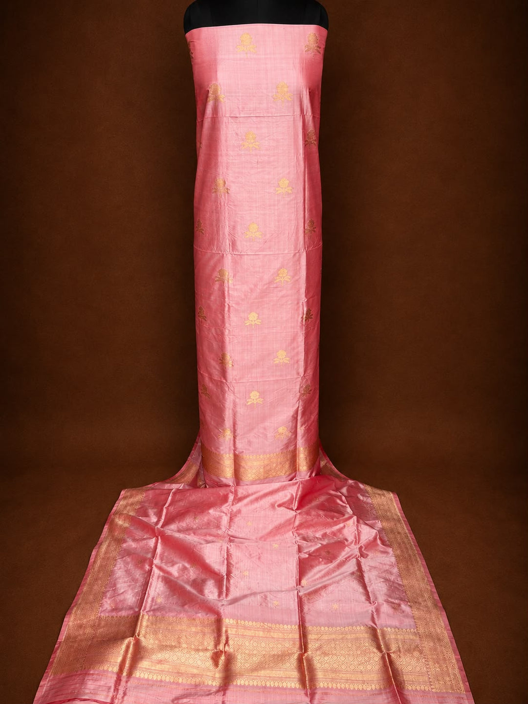 Pure Katan Silk 3 PC Unstitched Suit With Khadwa Buti Work .