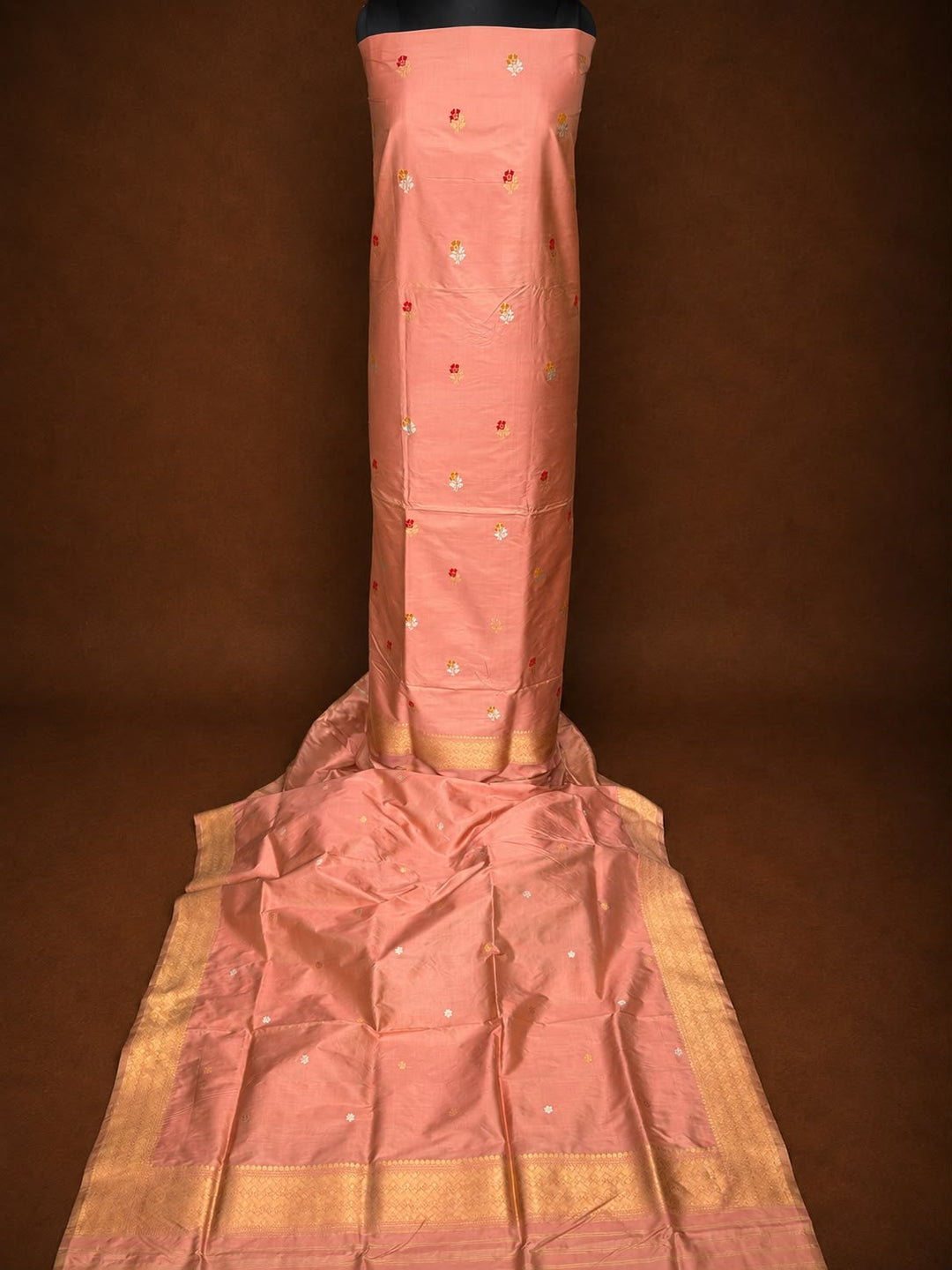 Pure Katan Silk 3 PC Unstitched Suit With Khadwa Buti Work .