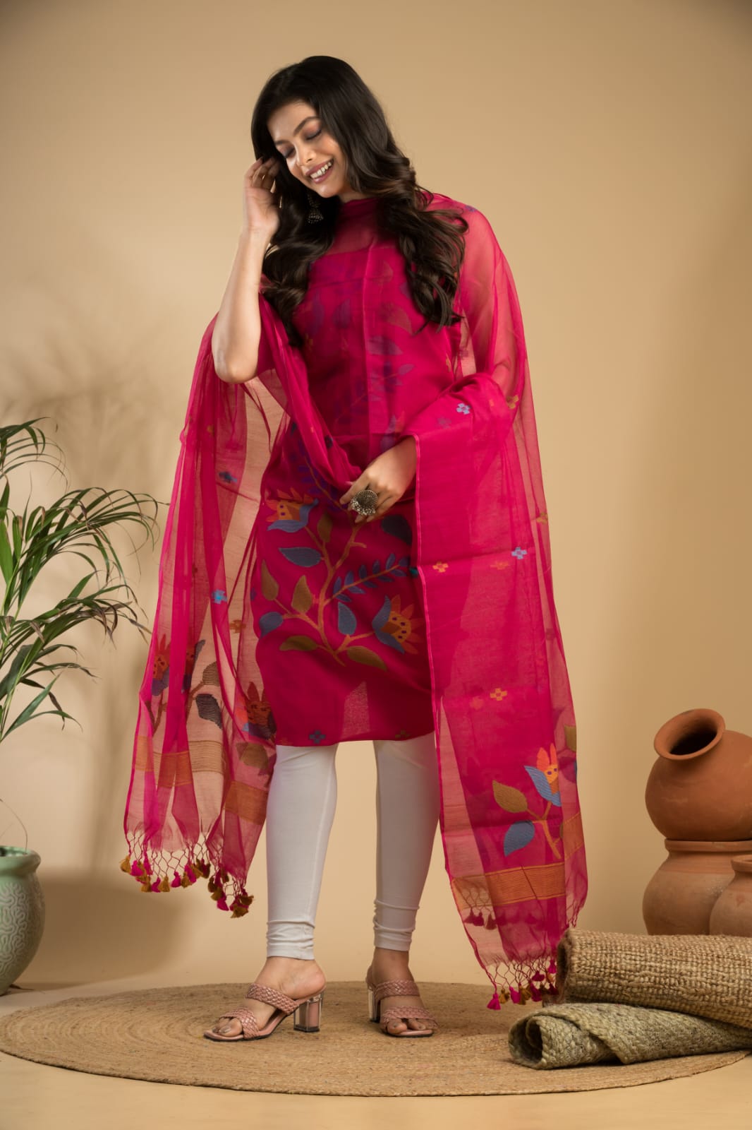 Exclusive Muslin Jamdani 2 pc Unstitched Suit.