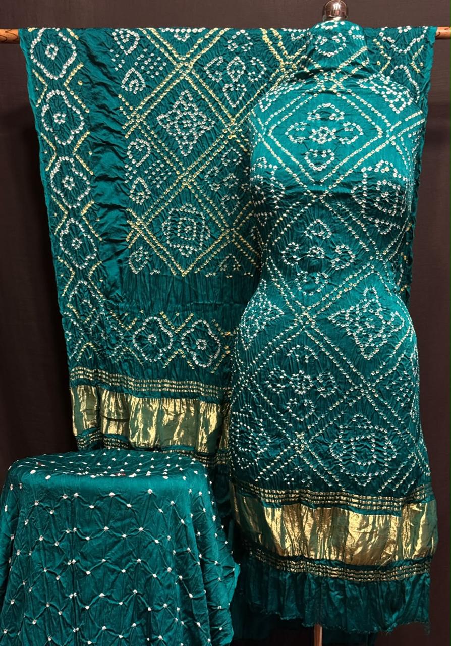 Pure Modal Silk Rayi Bandhej Print Unstitched Suit