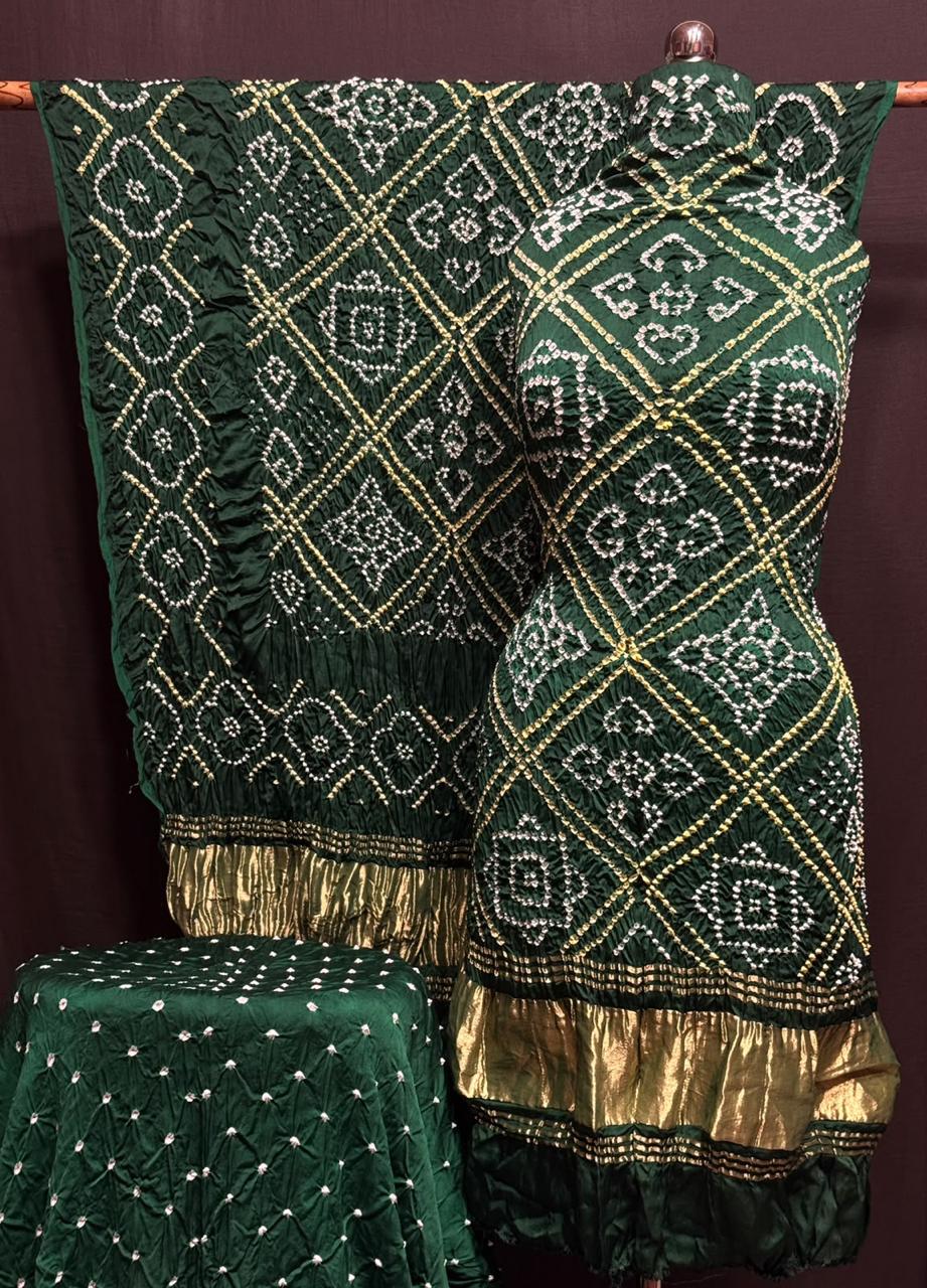 Pure Modal Silk Rayi Bandhej Print Unstitched Suit .