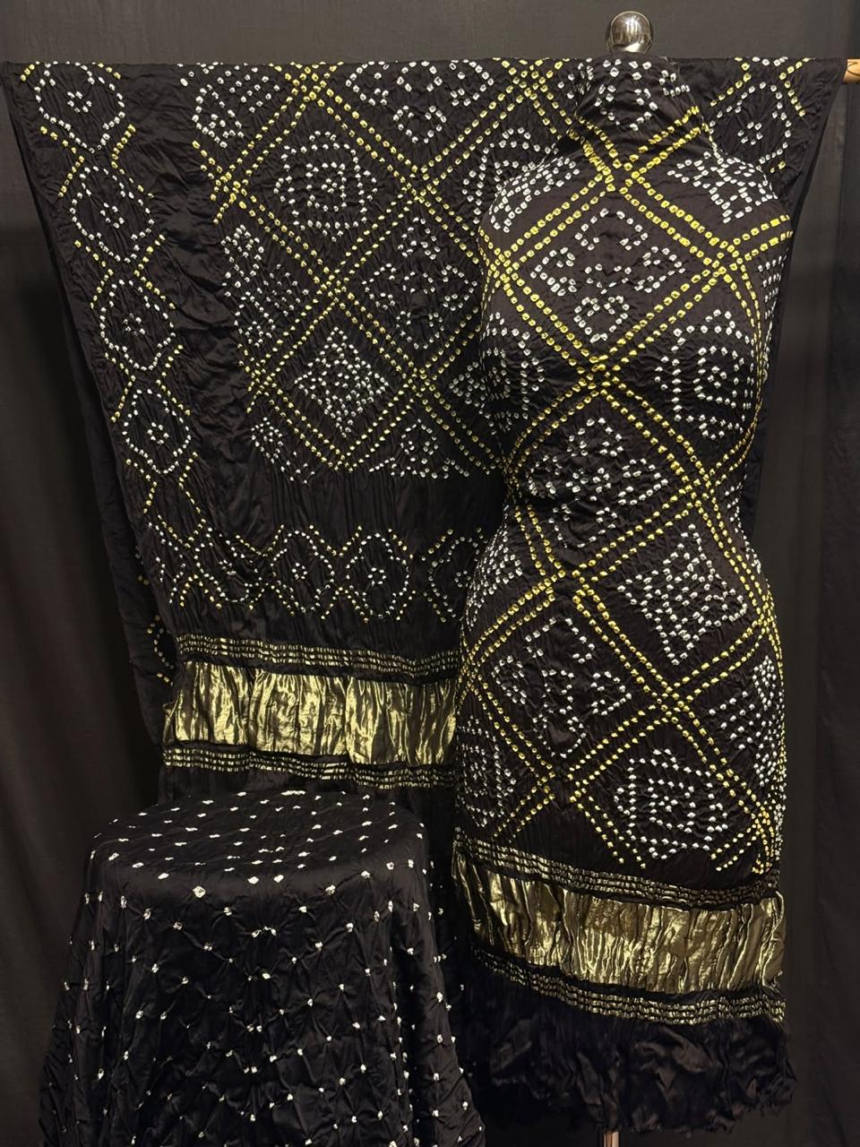 Pure Modal Silk Rayi Bandhej Print Unstitched Suit .