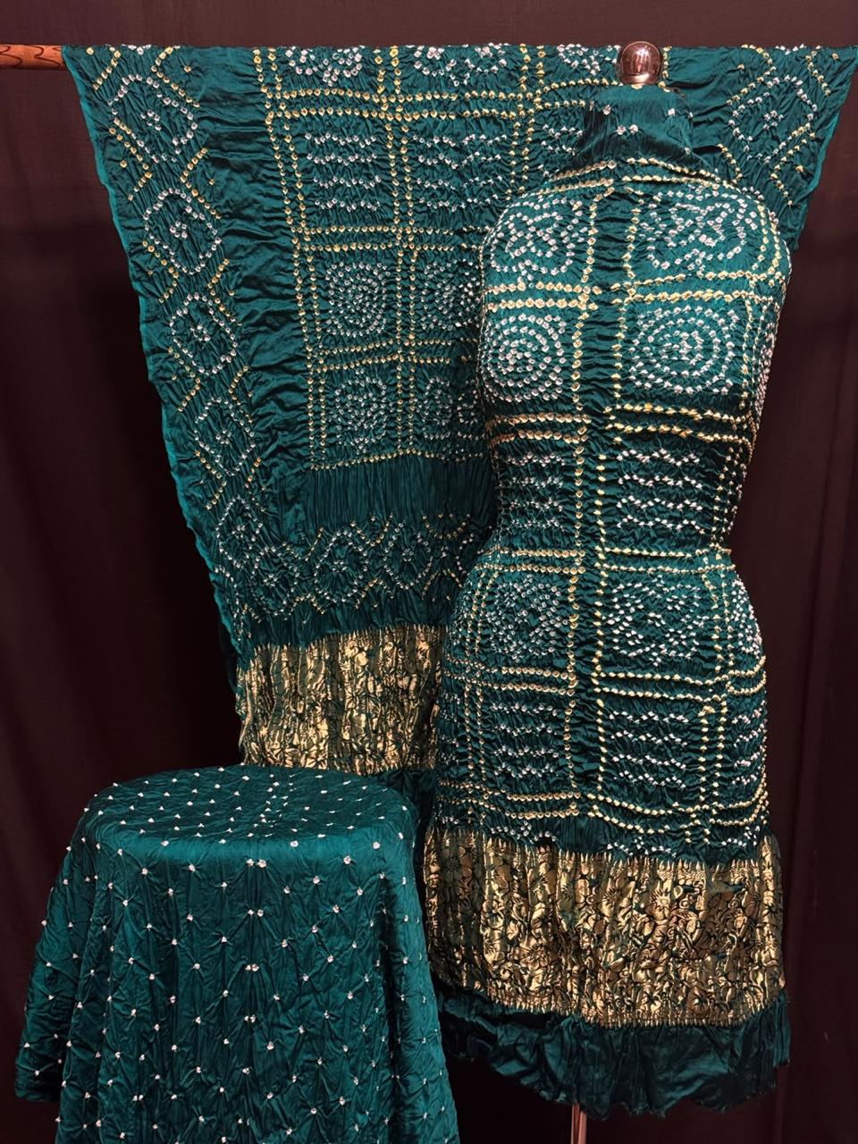 Pure Modal Silk Rayi Bandhej  Unstitched Suit.