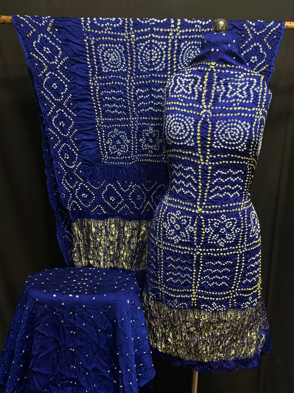 Pure Modal Silk Rayi Bandhej  Unstitched Suit.