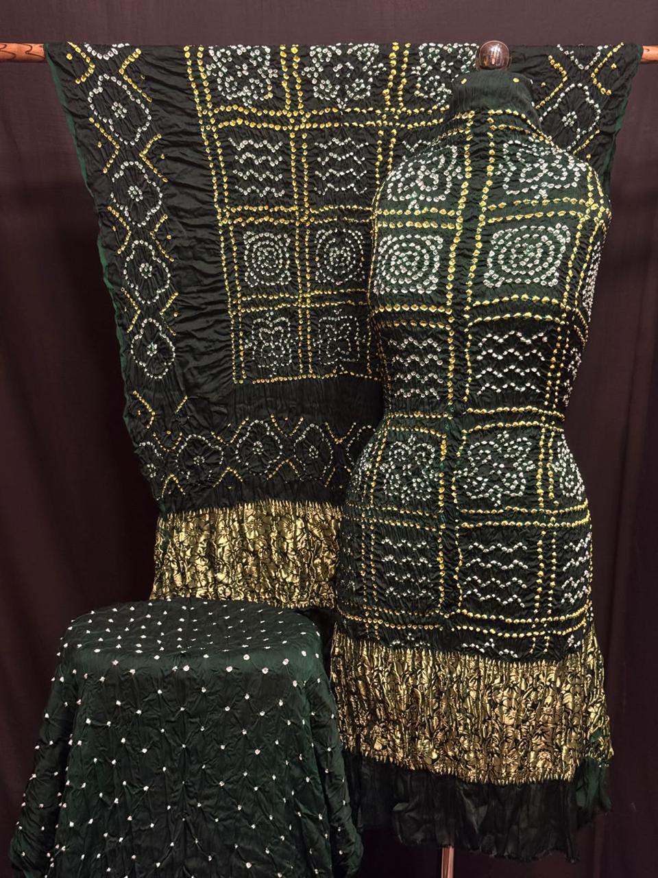Pure Modal Silk Rayi Bandhej  Unstitched Suit.