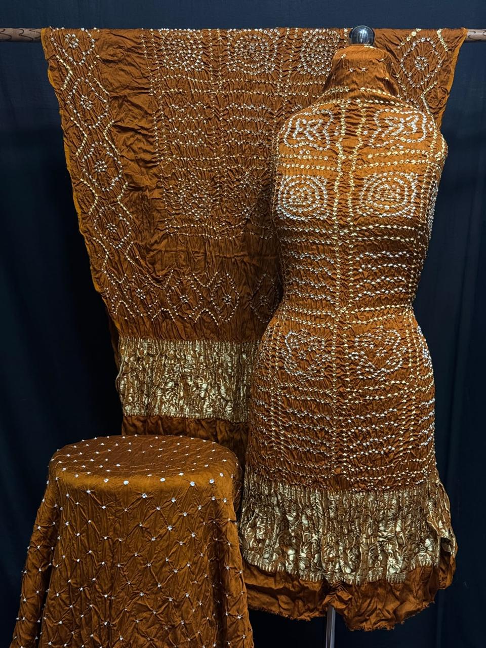 Pure Modal Silk Rayi Bandhej  Unstitched Suit.
