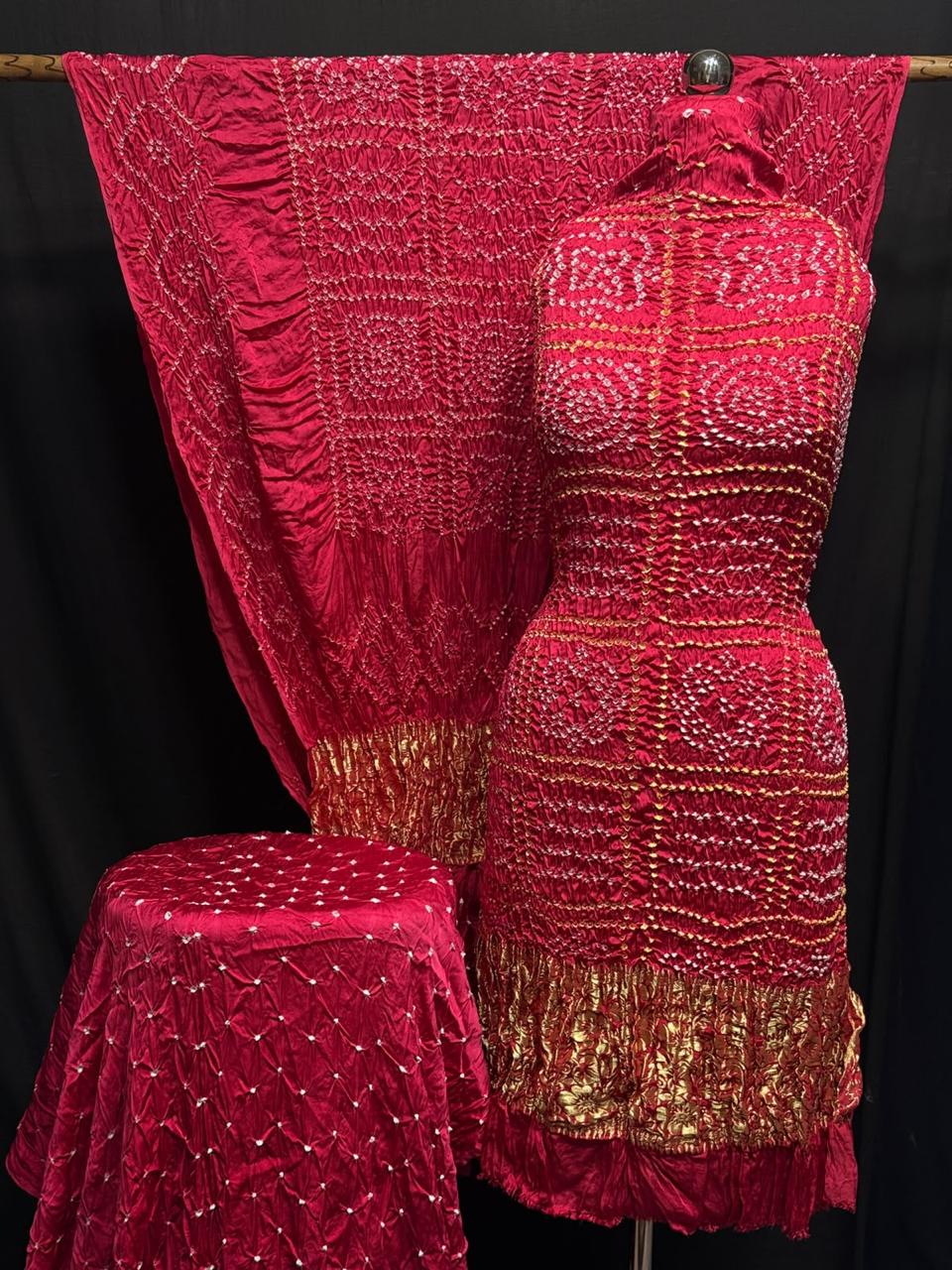 Pure Modal Silk Rayi Bandhej  Unstitched Suit.