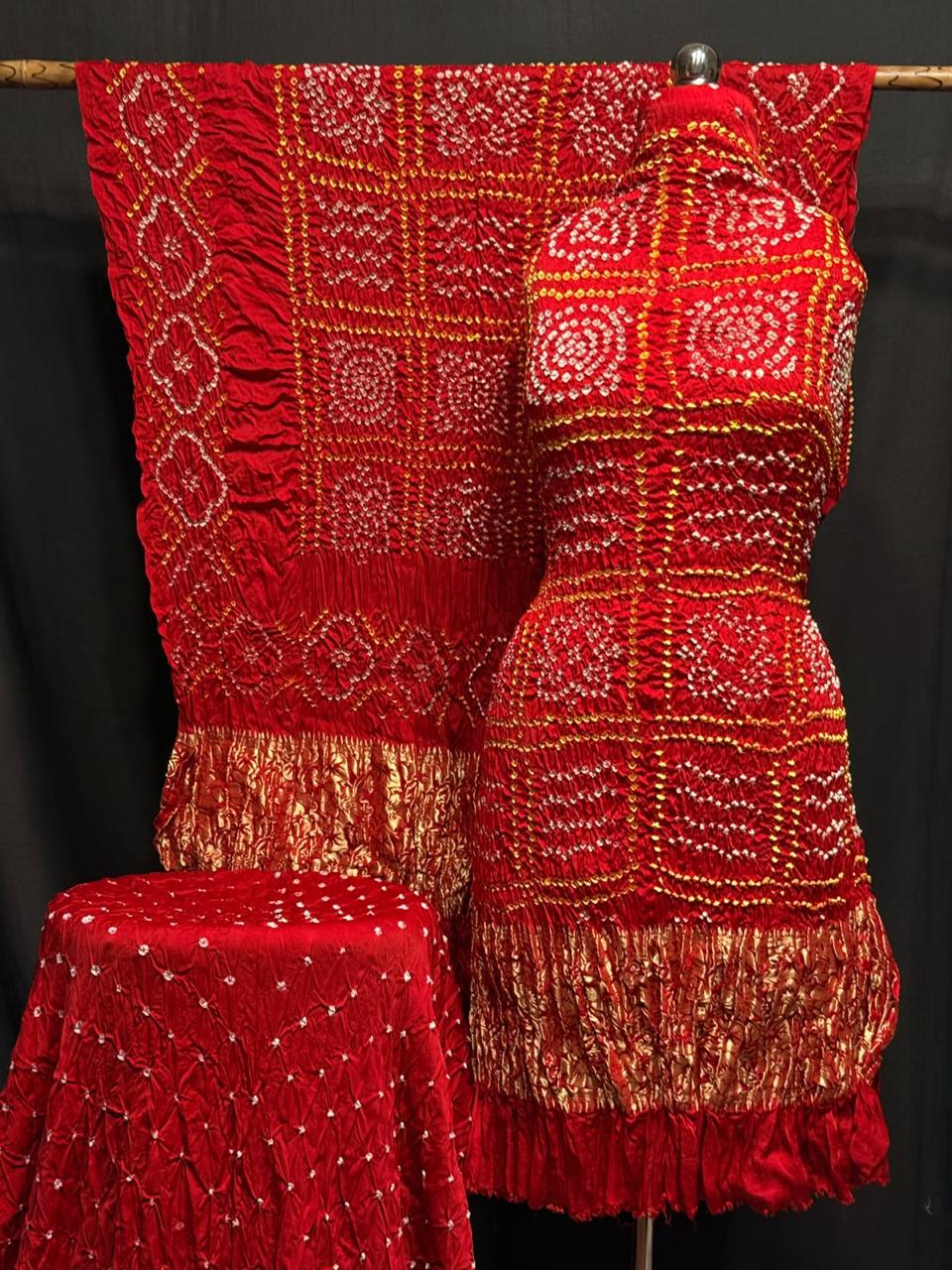 Pure Modal Silk Rayi Bandhej  Unstitched Suit.