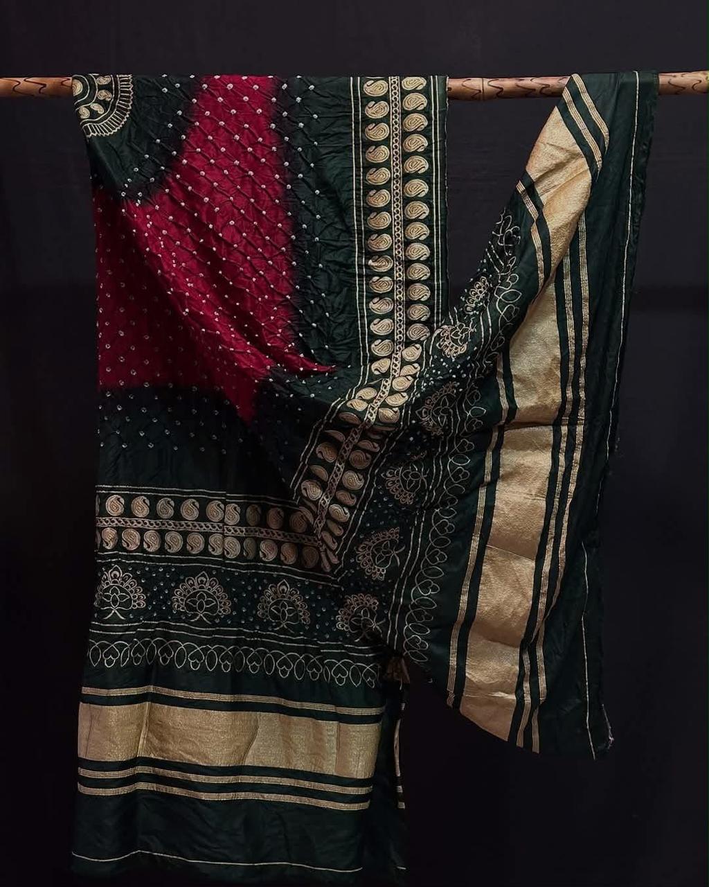 Pure Dupion Silk Bandhej Print Dupatta.