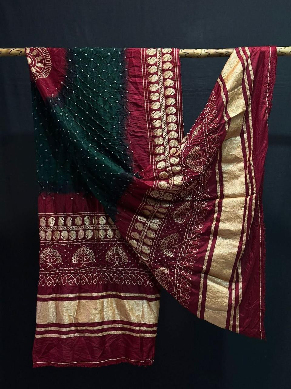 Pure Dupion Silk Bandhej Print Dupatta.