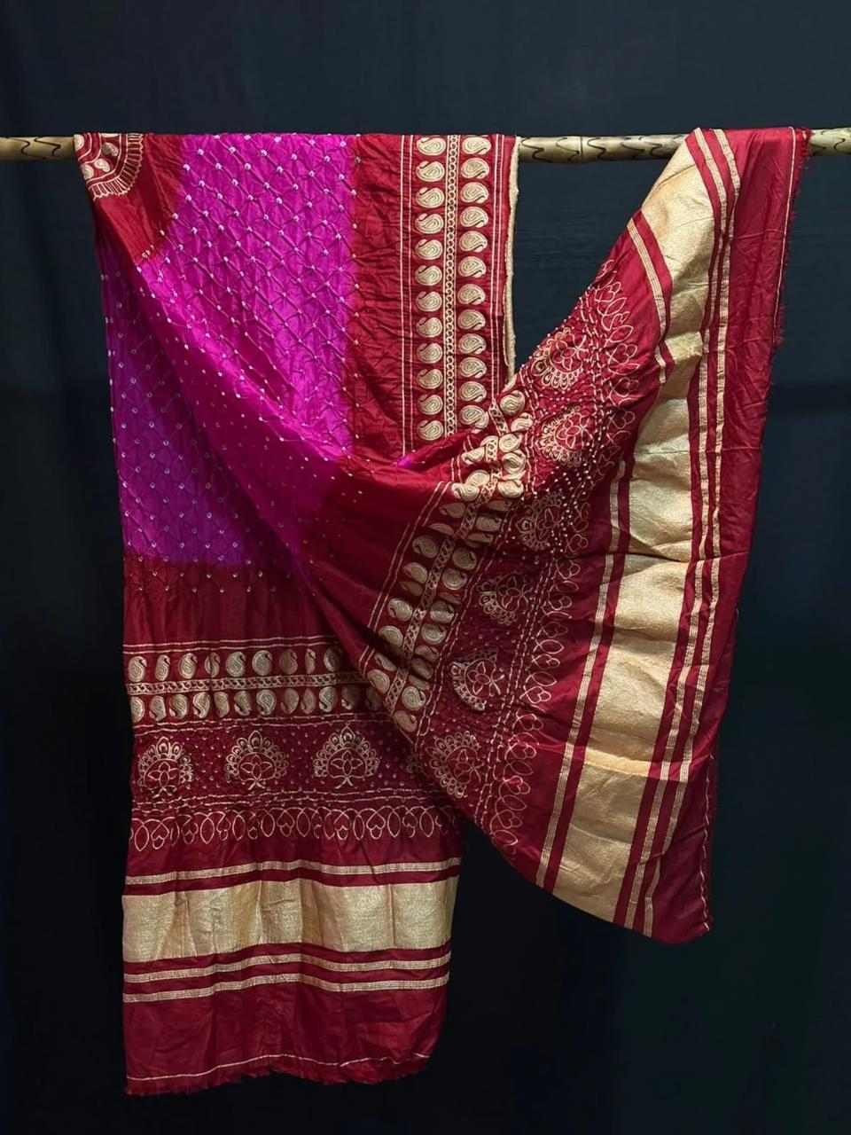 Pure Dupion Silk Bandhej Print Dupatta.