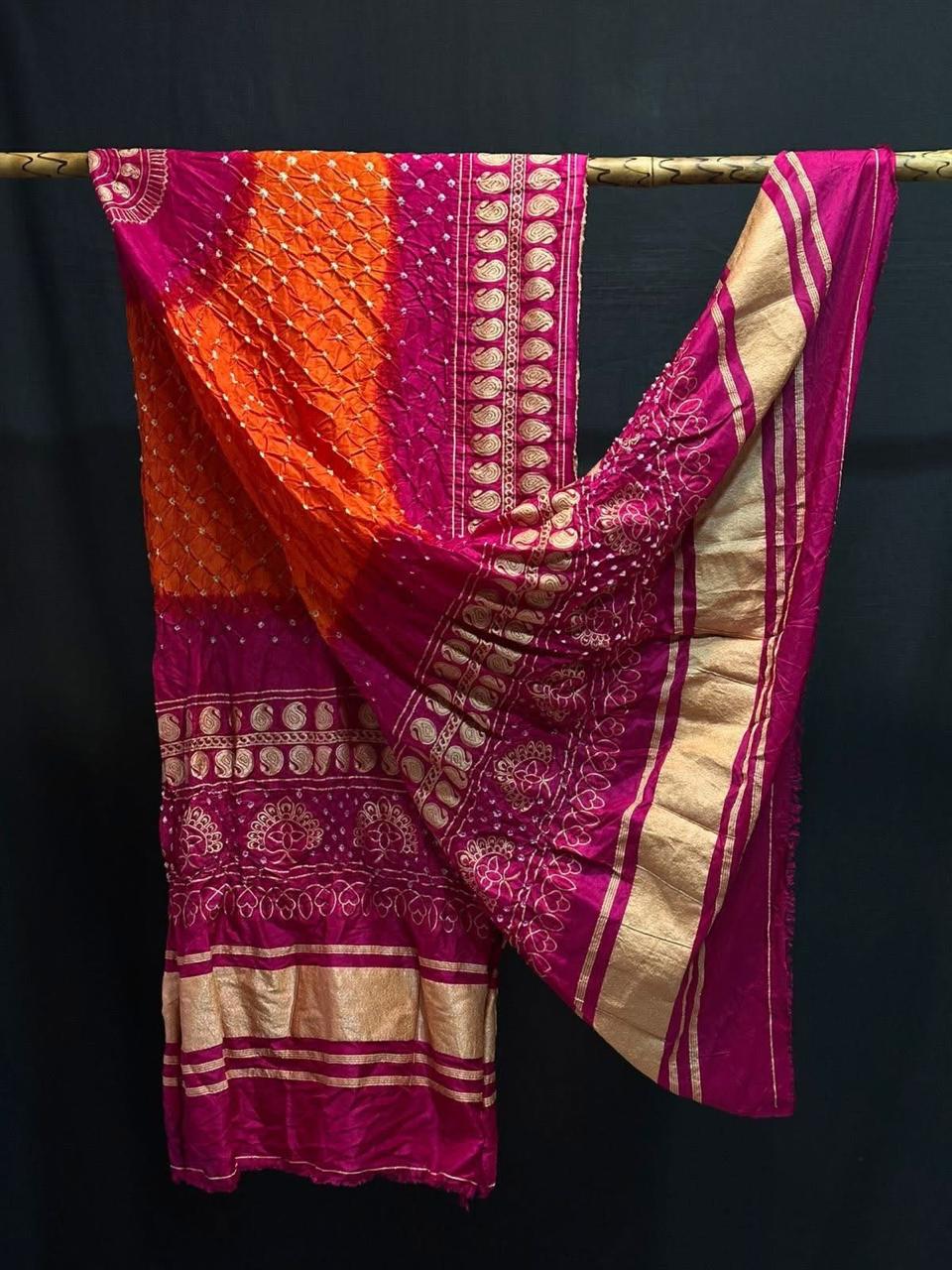 Pure Dupion Silk Bandhej Print Dupatta.