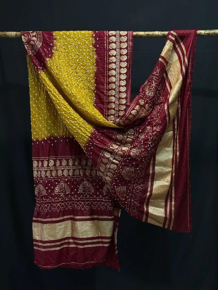 Pure Dupion Silk Bandhej Print Dupatta.