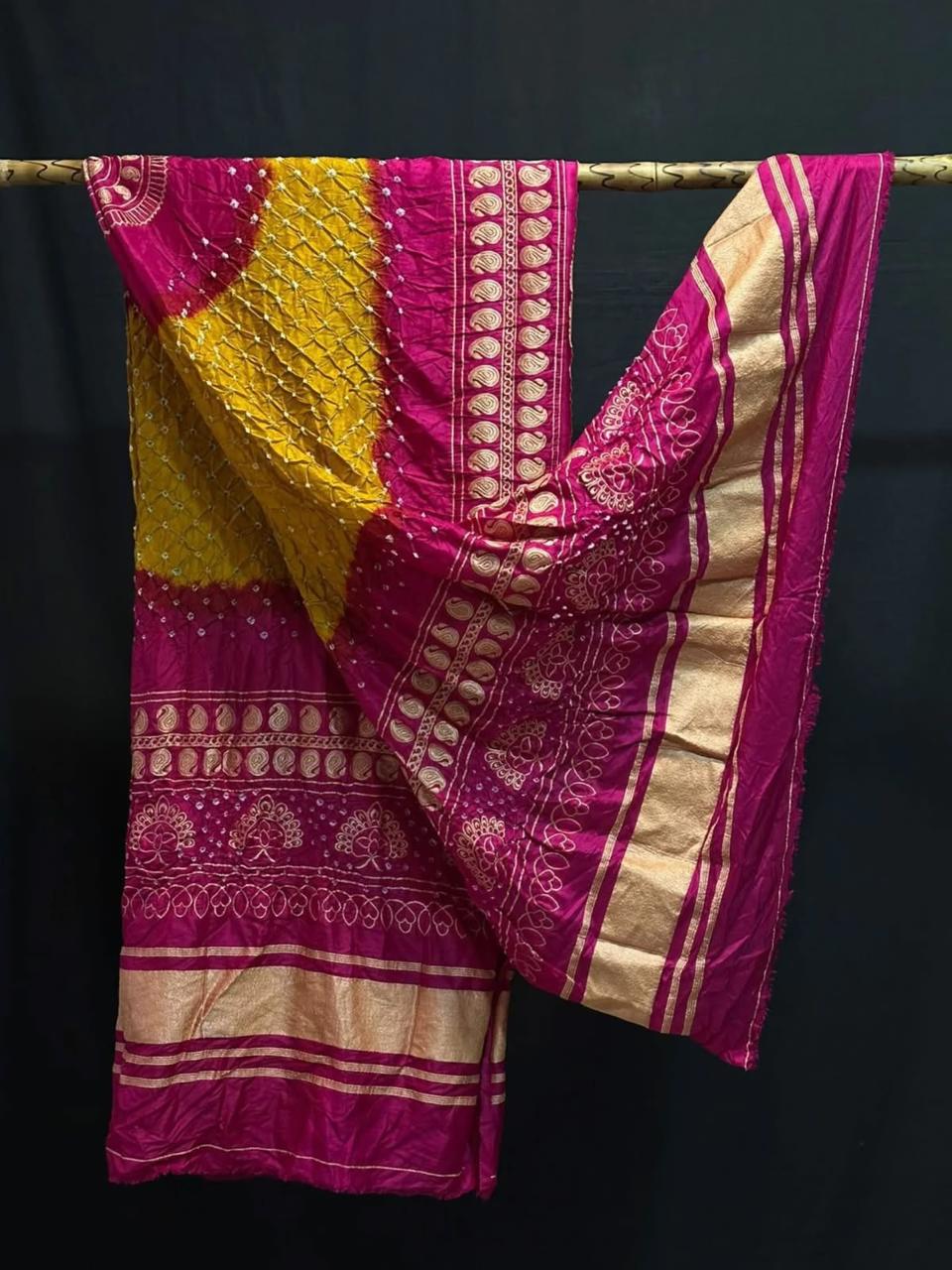 Pure Dupion Silk Bandhej Print Dupatta.