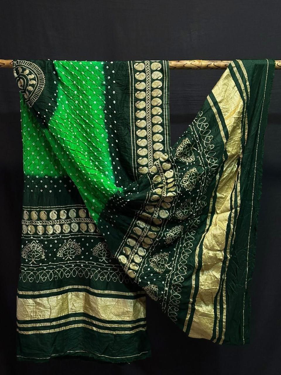 Pure Dupion Silk Bandhej Print Dupatta.