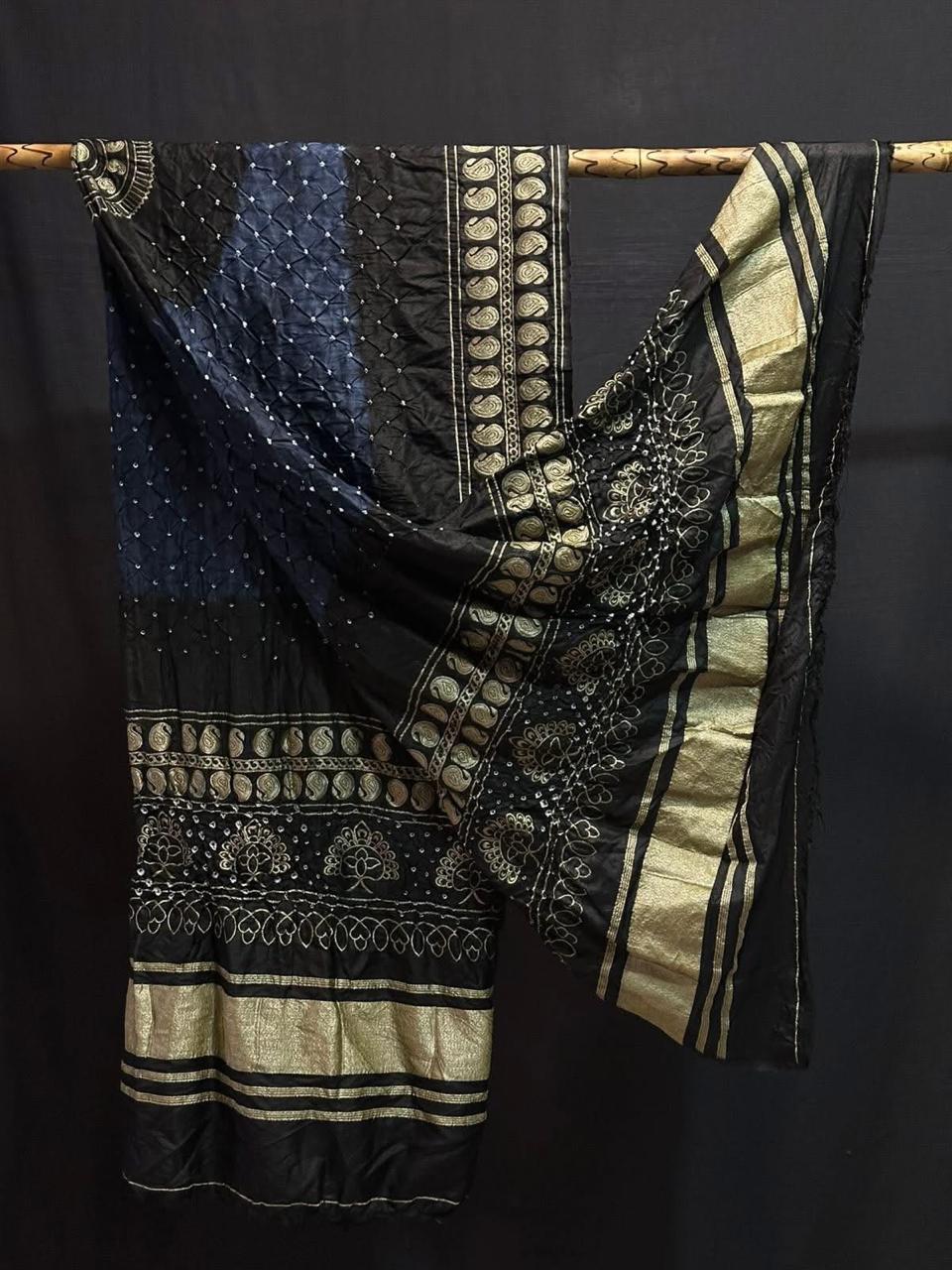 Pure Dupion Silk Bandhej Print Dupatta.
