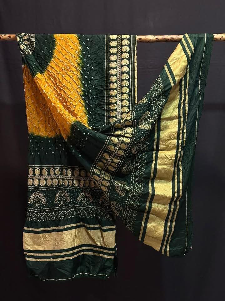 Pure Dupion Silk Bandhej Print Dupatta.