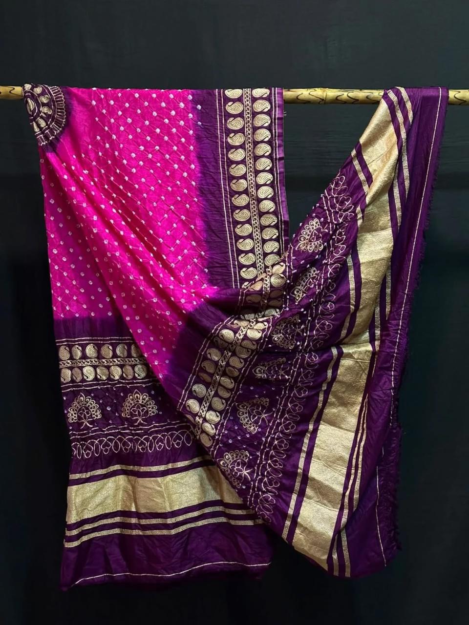 Pure Dupion Silk Bandhej Print Dupatta.