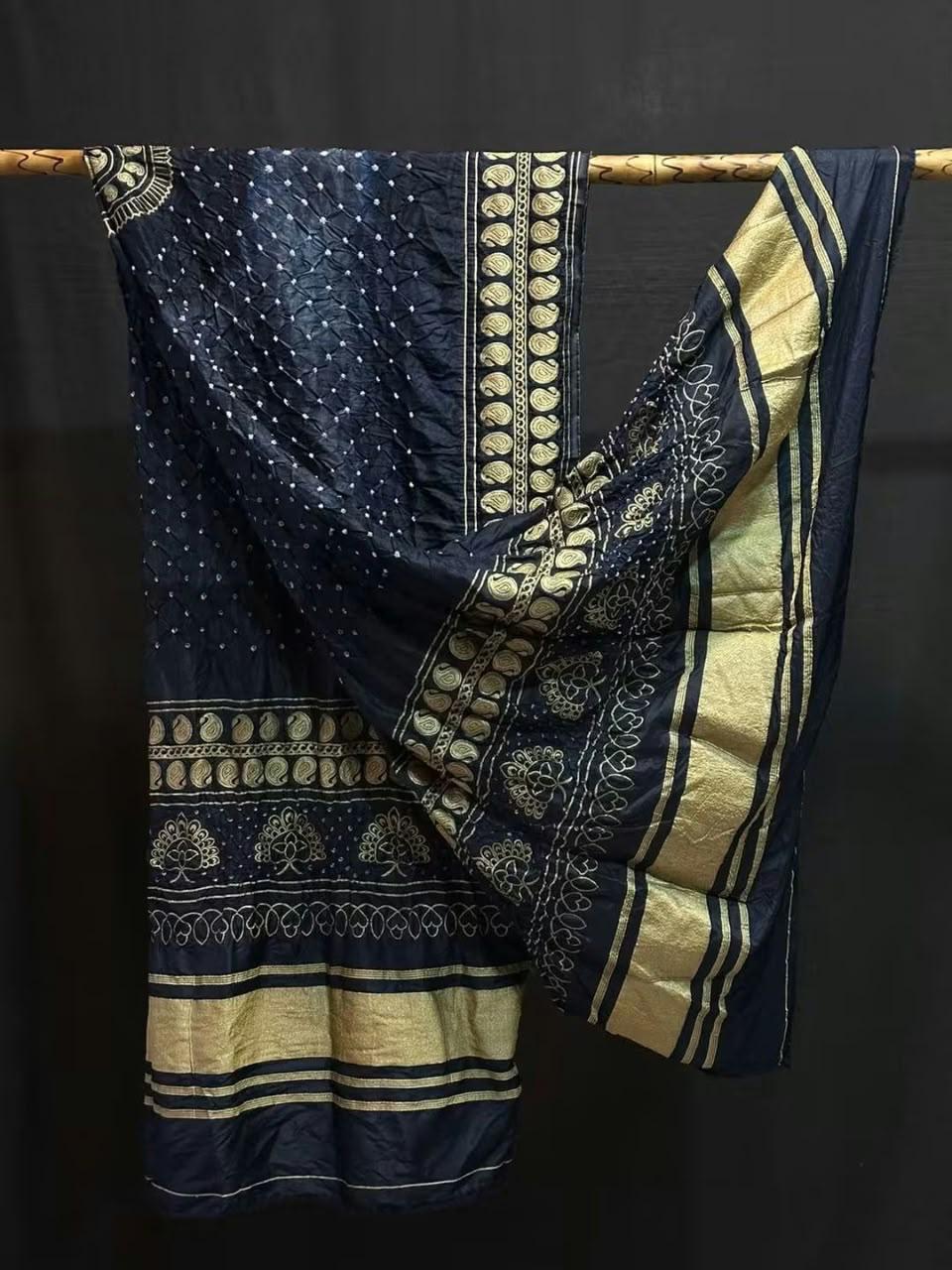 Pure Dupion Silk Bandhej Print Dupatta.