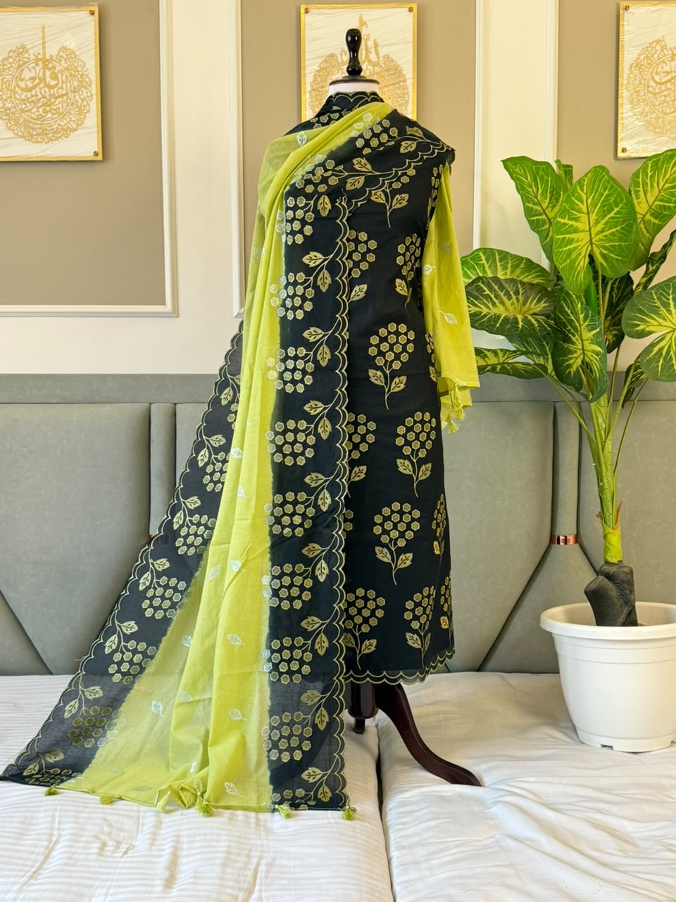 Exclusive Mul Chanderi Unstitched Suit with All over Embroidery Work