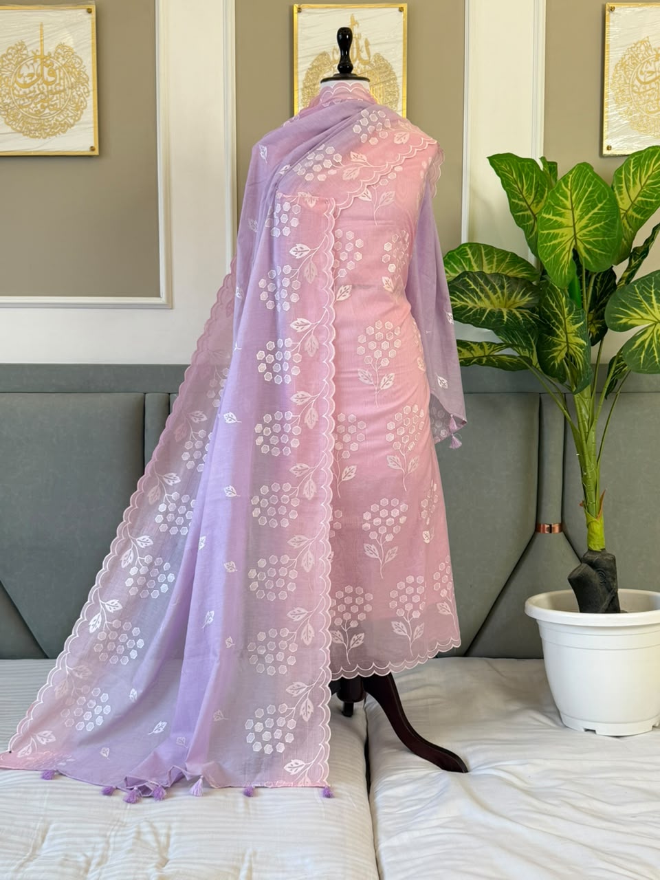 Exclusive Mul Chanderi Unstitched Suit with All over Embroidery Work