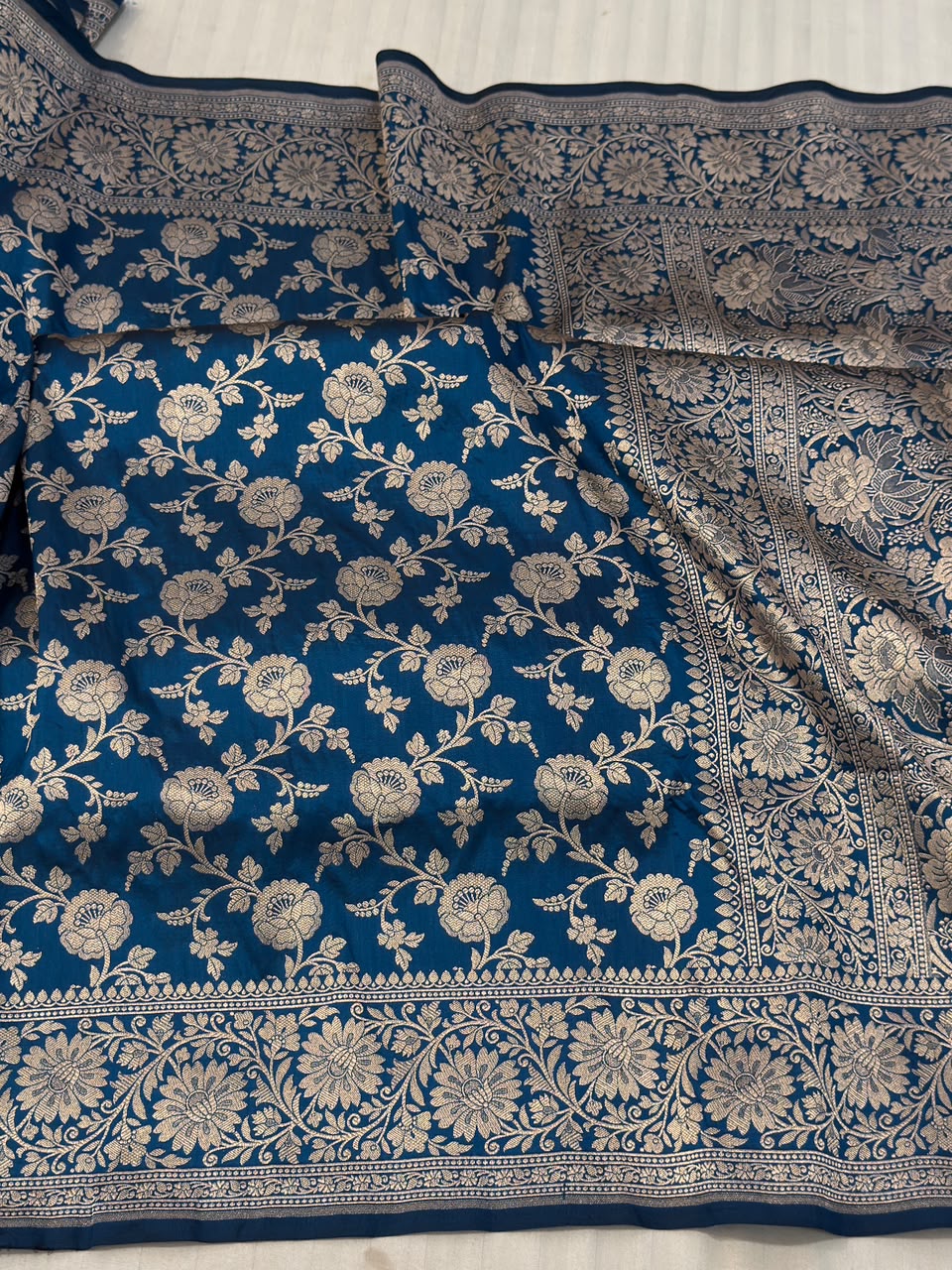 Pure Handloom Pure Katan Jangla Silk Saree.