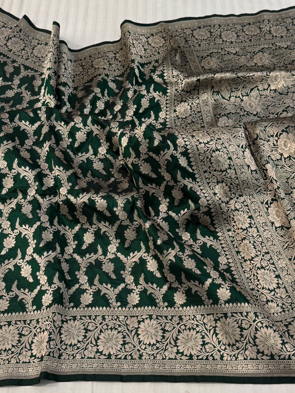 Pure Handloom Pure Katan Jangla Silk Saree.