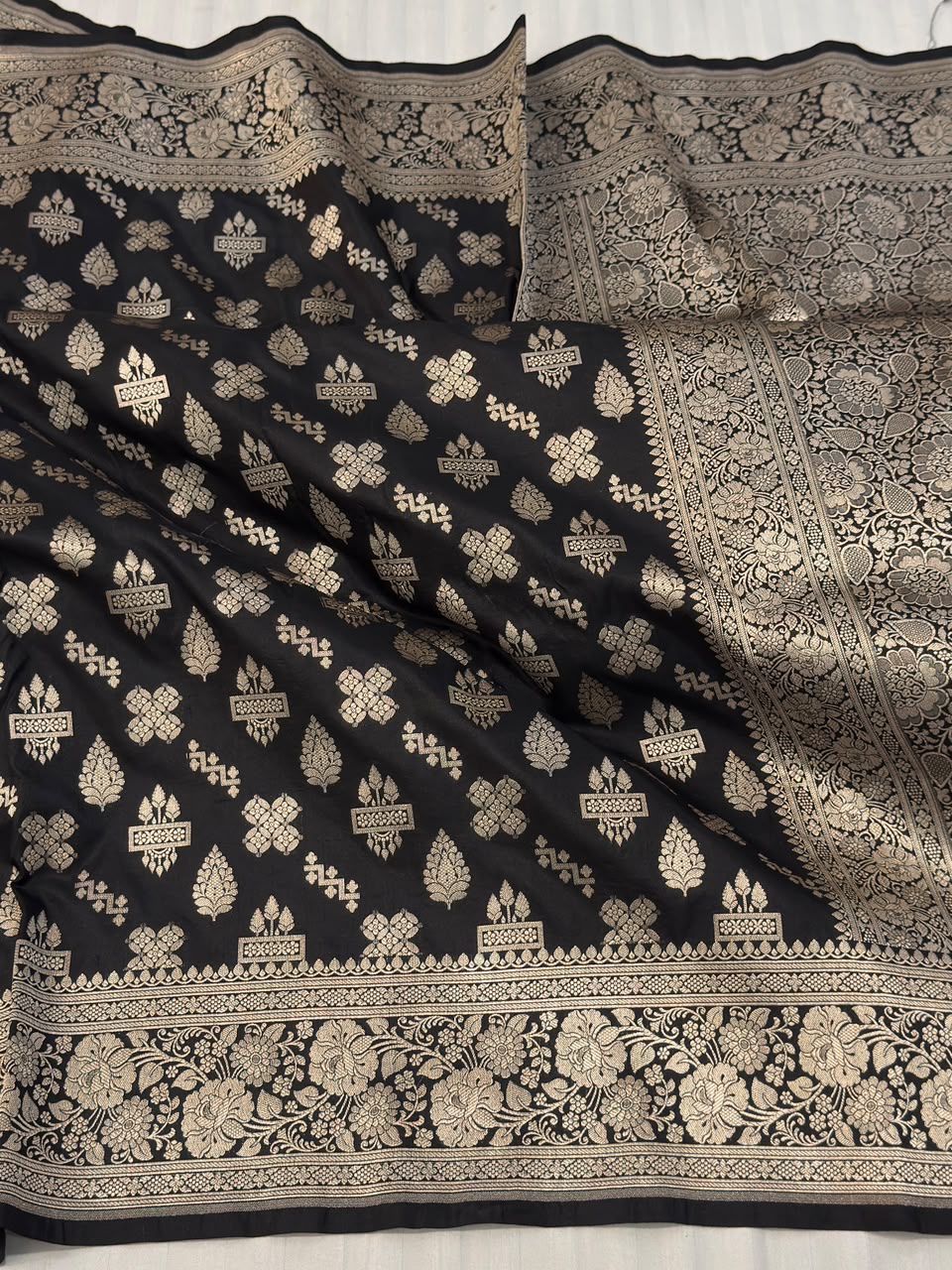Pure Handloom Pure Katan Jangla Silk Saree.