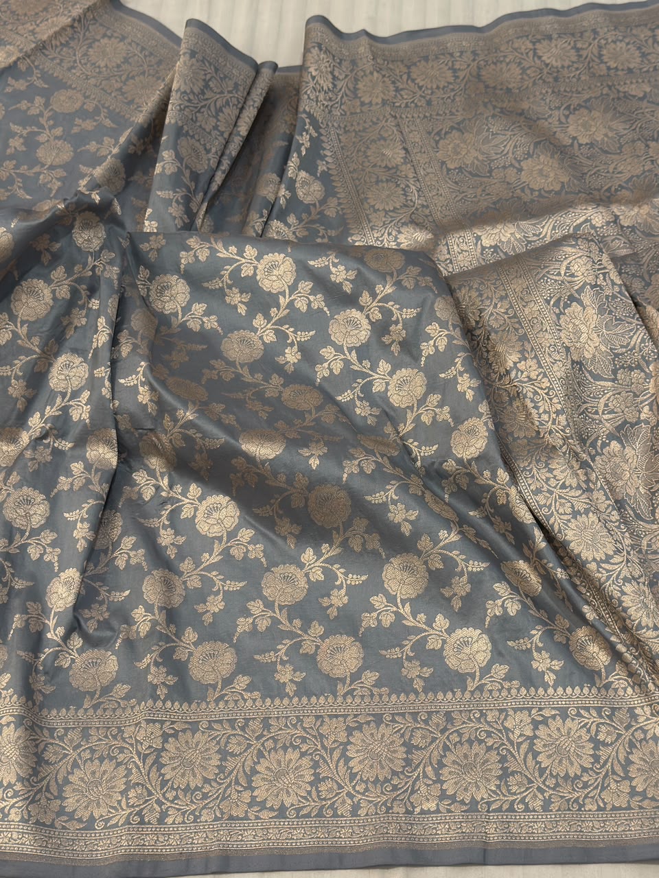 Pure Handloom Pure Katan Jangla Silk Saree.