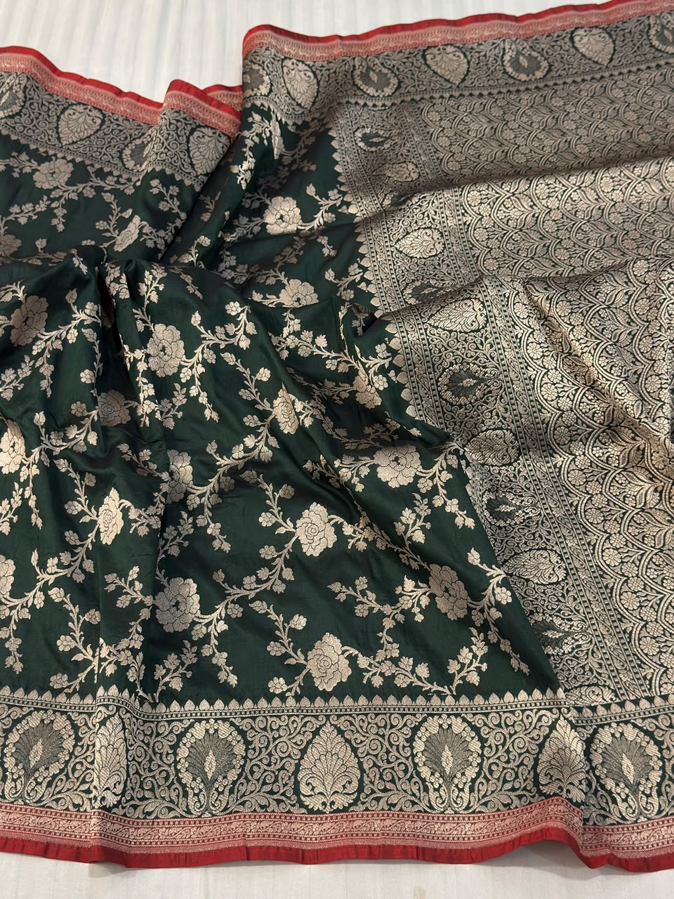 Pure Handloom Pure Katan Jangla Silk Saree.