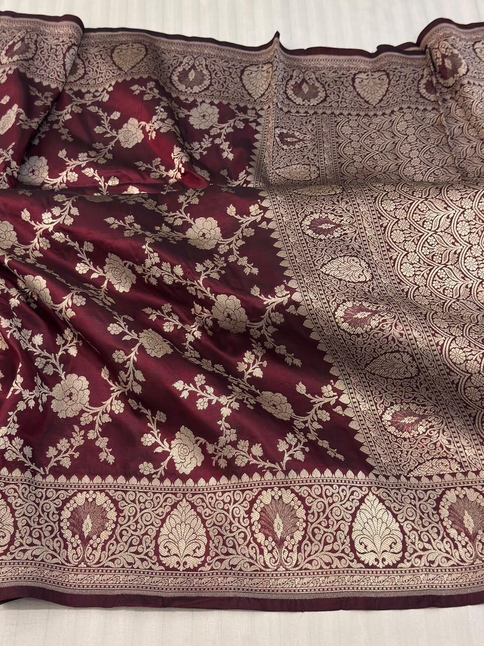 Pure Handloom Pure Katan Jangla Silk Saree.