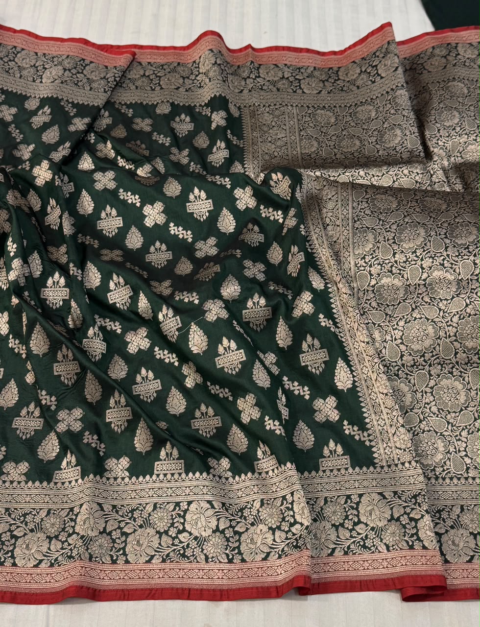 Pure Handloom Pure Katan Jangla Silk Saree.