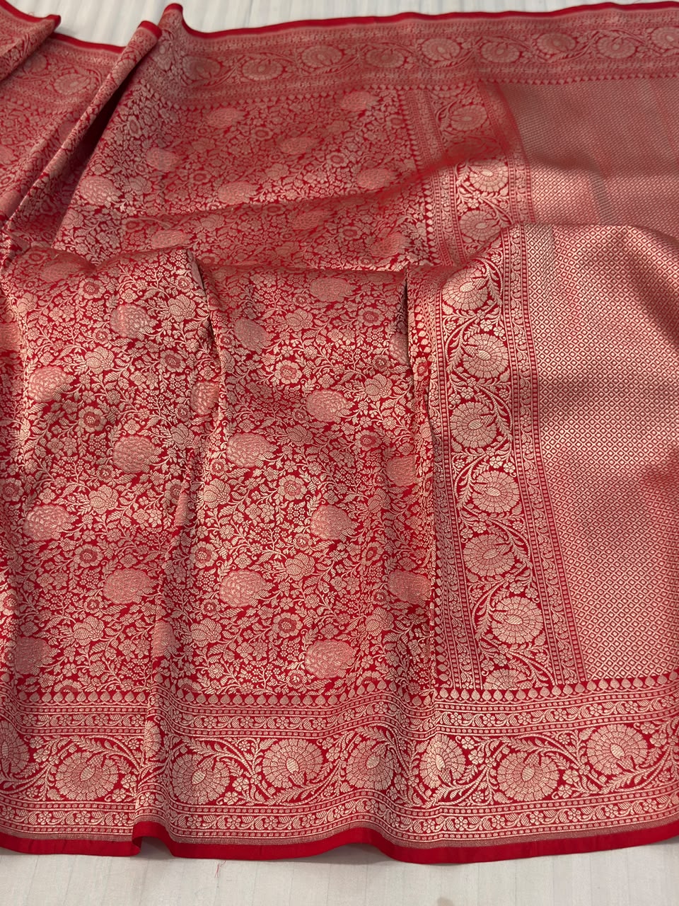 Pure Handloom Pure Katan Jangla Silk Saree.