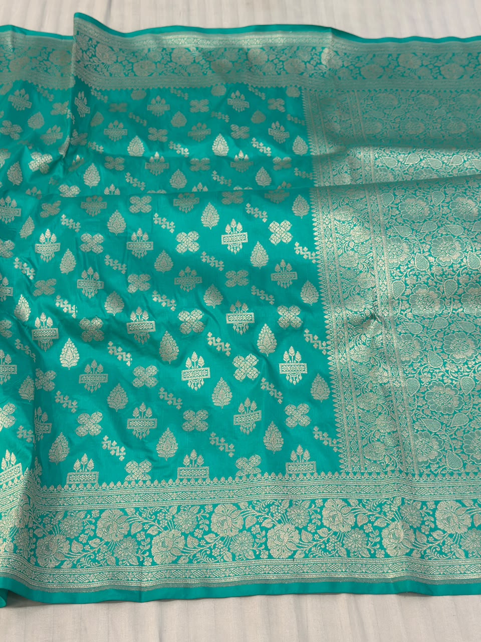 Pure Handloom Pure Katan Jangla Silk Saree.