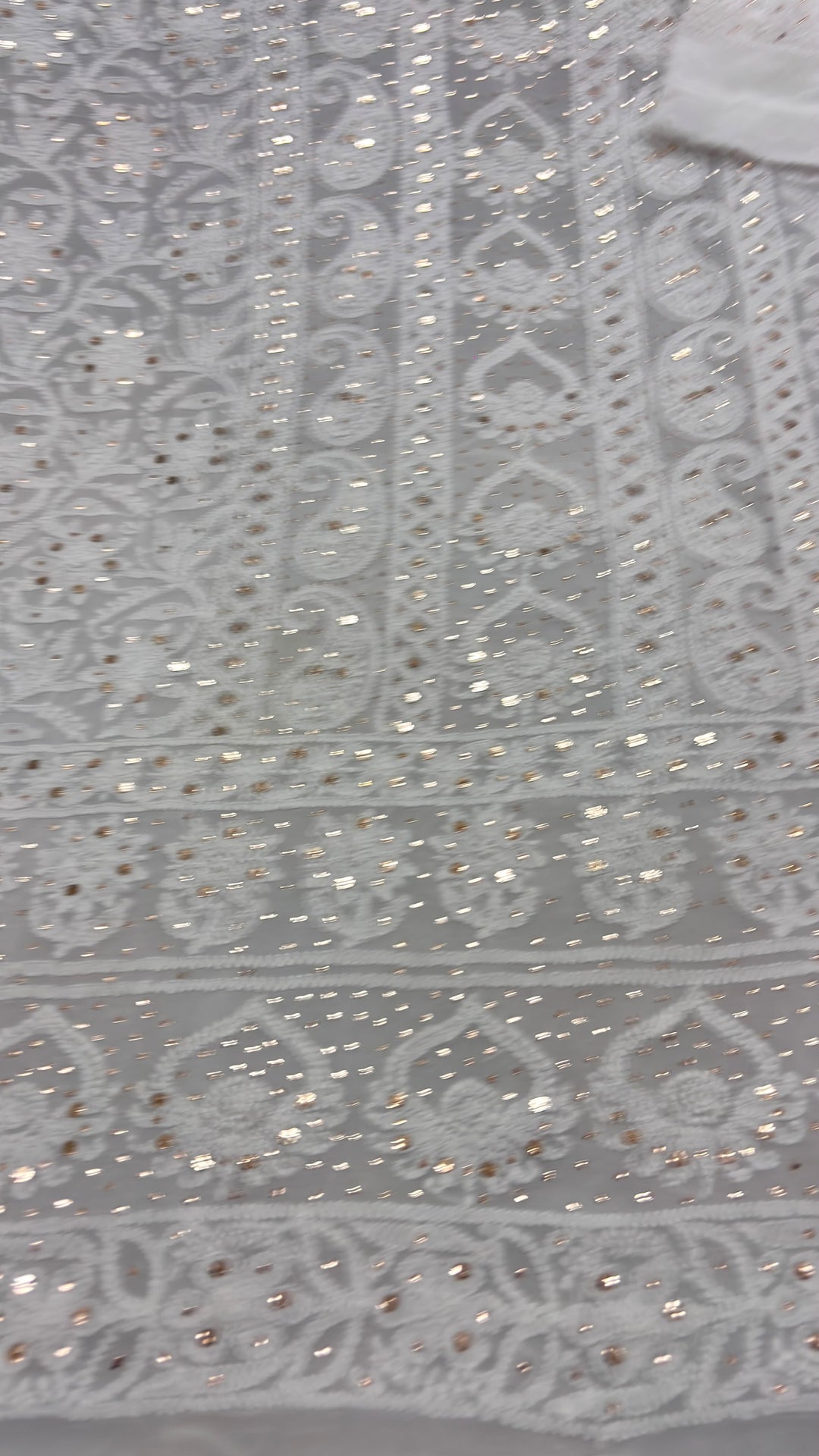 Pure Viscose Georgette Chikankari And Mukesh Work Unstitched Suit.