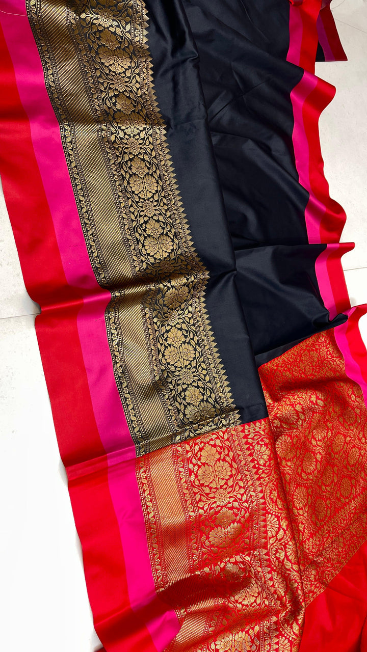 Premium Banarasi Soft Silk Saree With Zari weaved Border