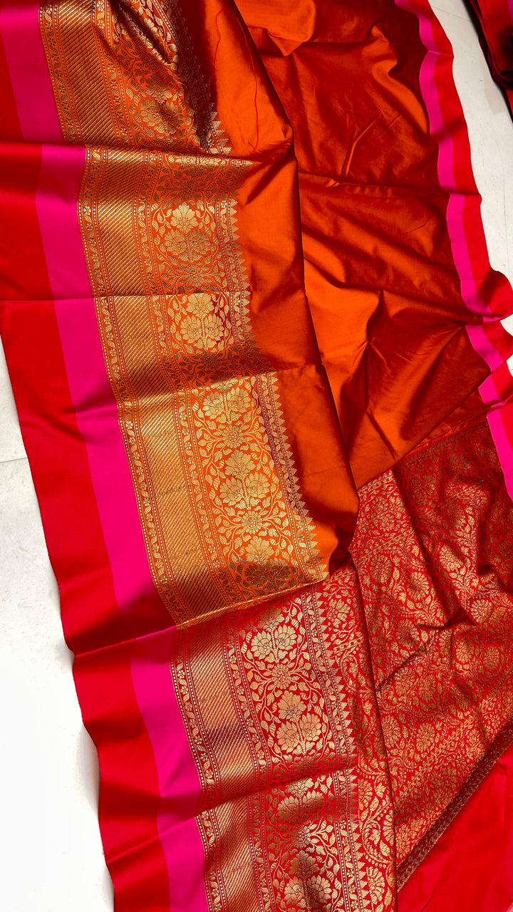 Premium Banarasi Soft Silk Saree With Zari weaved Border