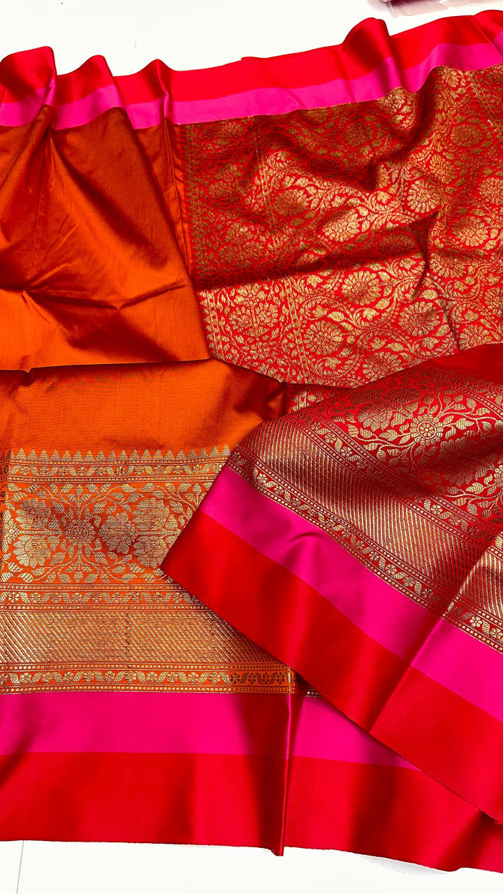 Premium Banarasi Soft Silk Saree With Zari weaved Border