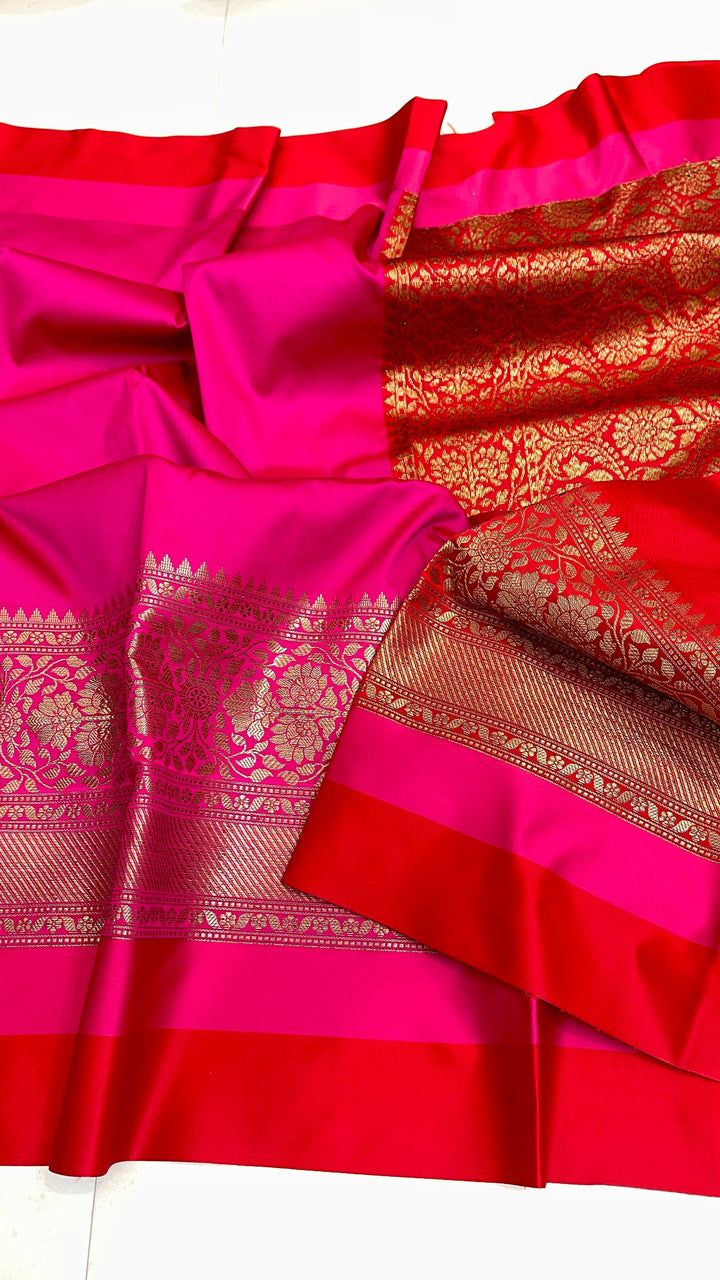 Premium Banarasi Soft Silk Saree With Zari weaved Border