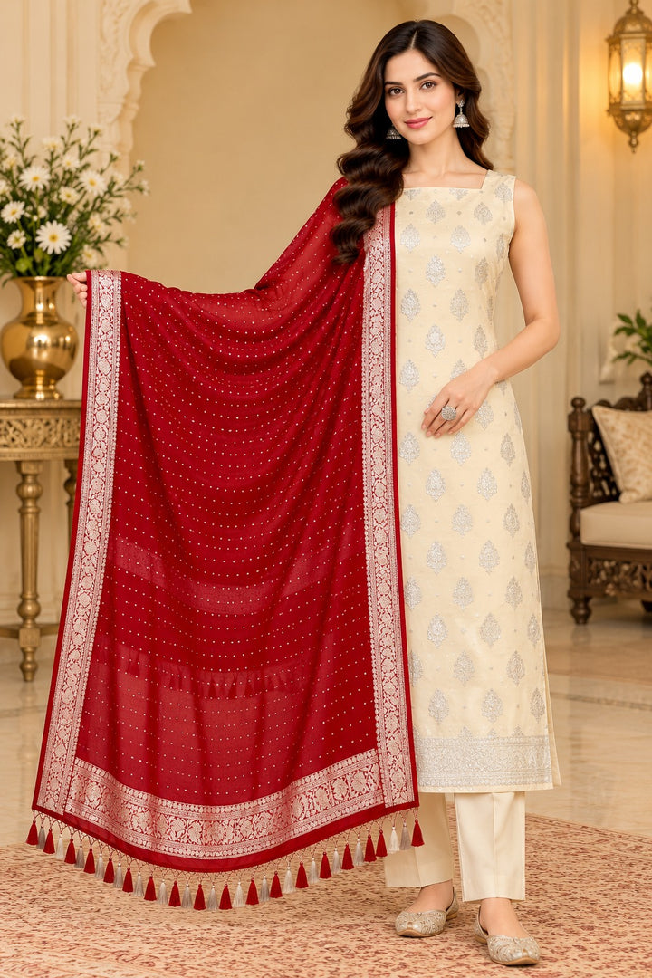 Pure Khaddi Chiffon Silk Suit in Dual Color