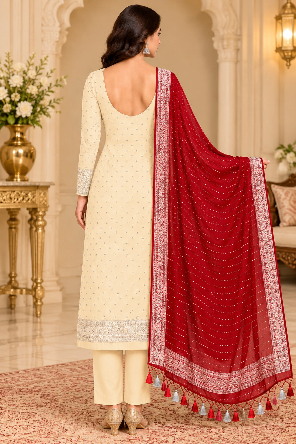 Pure Khaddi Chiffon Silk Suit in Dual Color