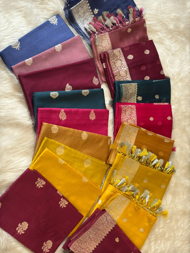 Pure Banarasi Kora Organza Unstitched Suit With Khadwa Work and Chiniya Dupatta