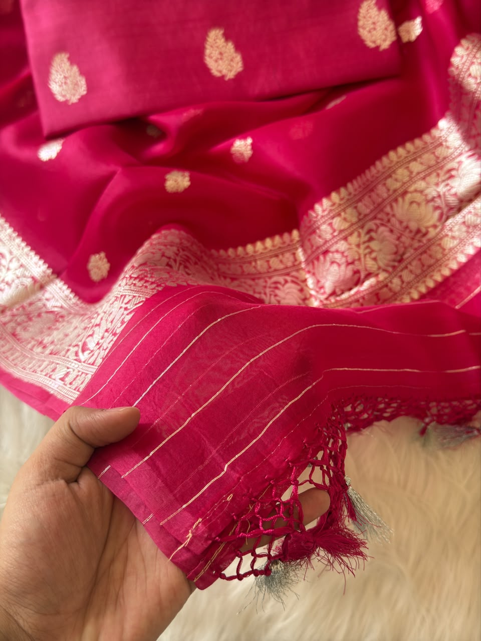Pure Banarasi Kora Organza Unstitched Suit With Khadwa Work and Chiniya Dupatta