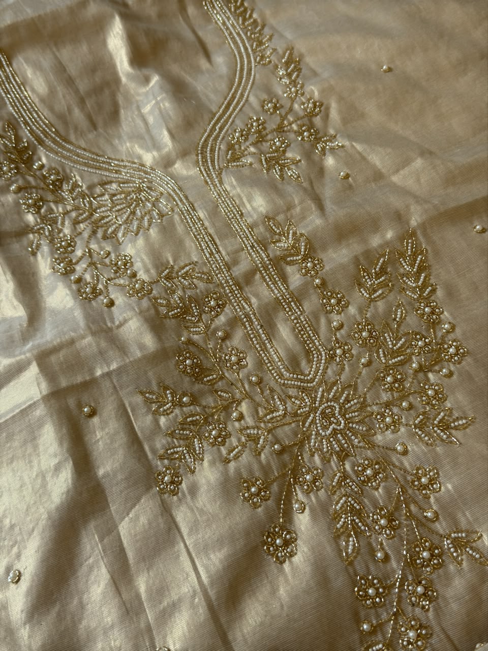 Exclusive Banarasi Tissue Silk Hand Embroidery Work Unstitched Suit