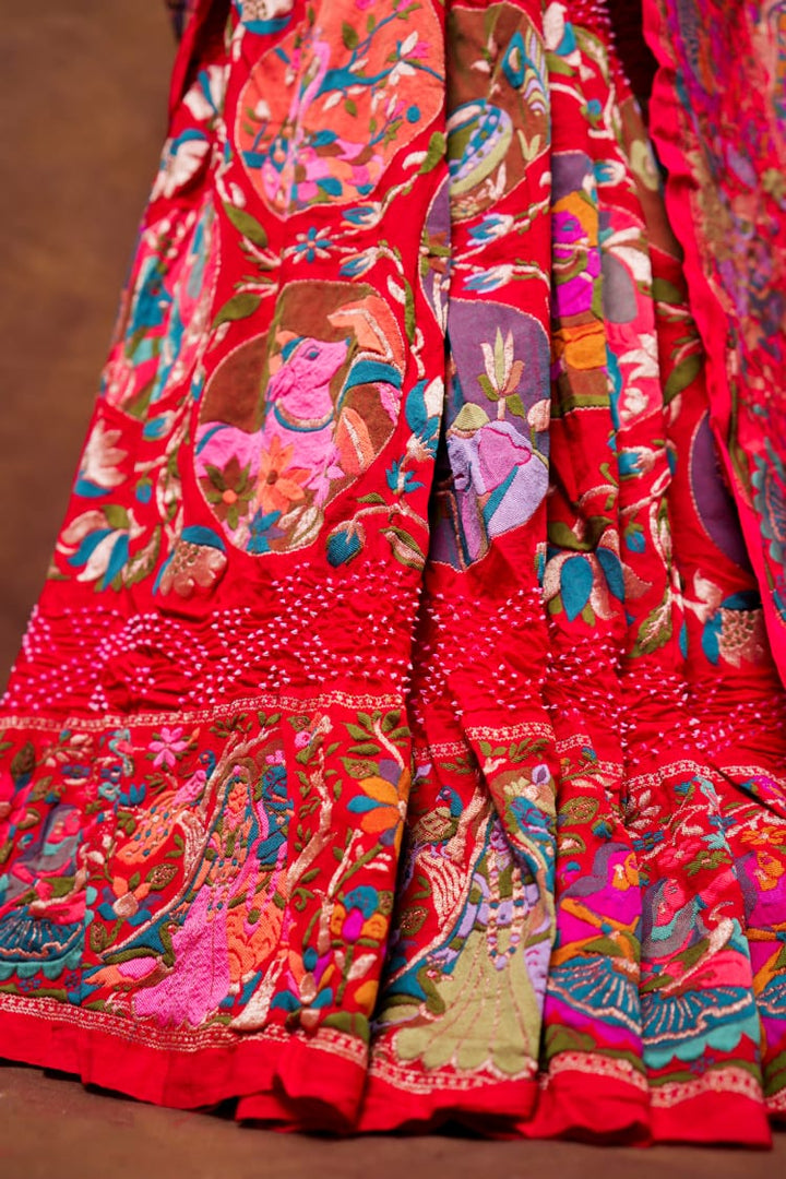 Pure Khaddi georgette Bandhani Work Saree With Shikaragarh Pattern