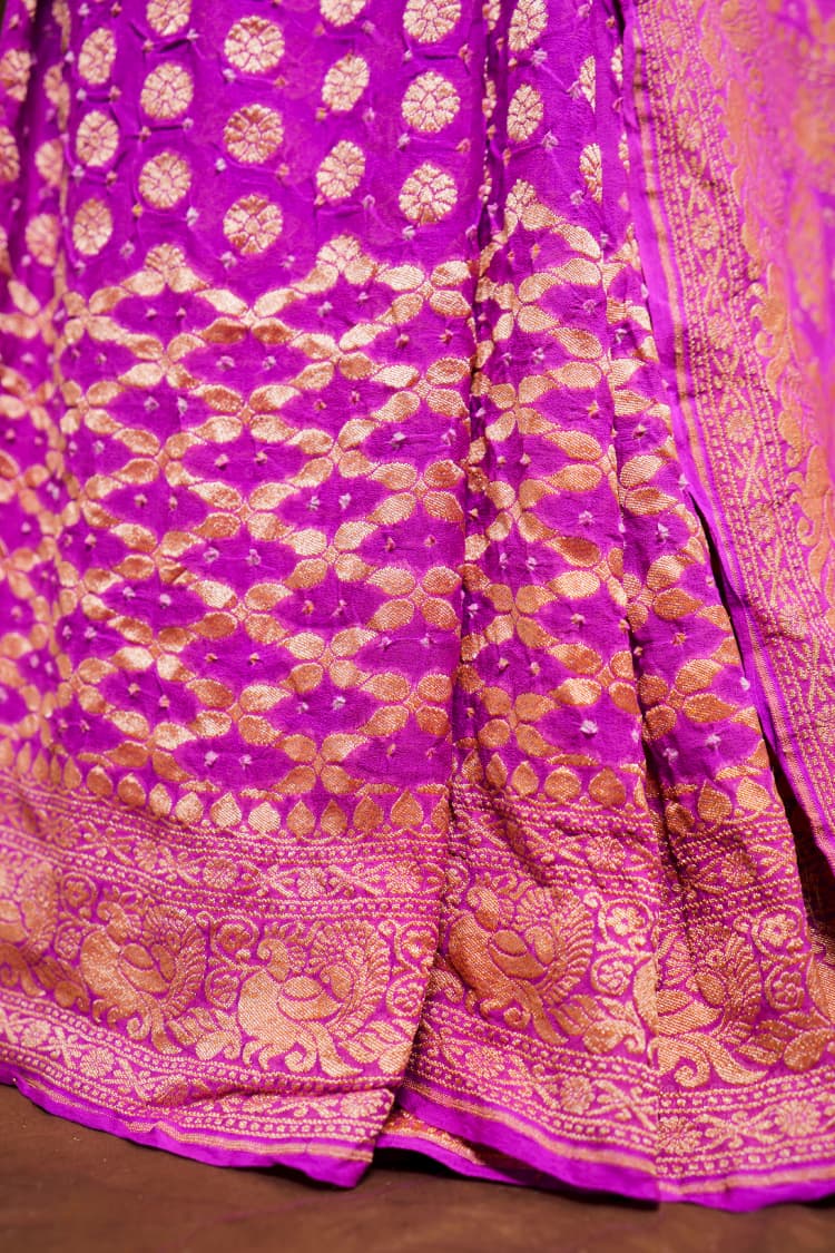 Pure Khaddi georgette Bandhani Work Saree