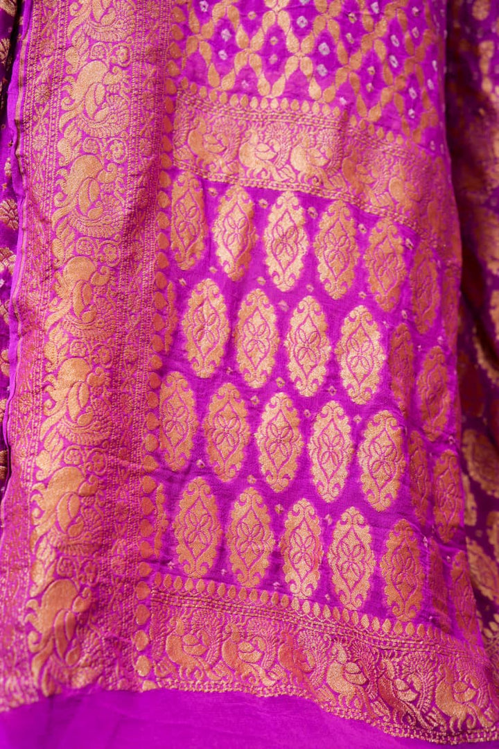 Pure Khaddi georgette Bandhani Work Saree