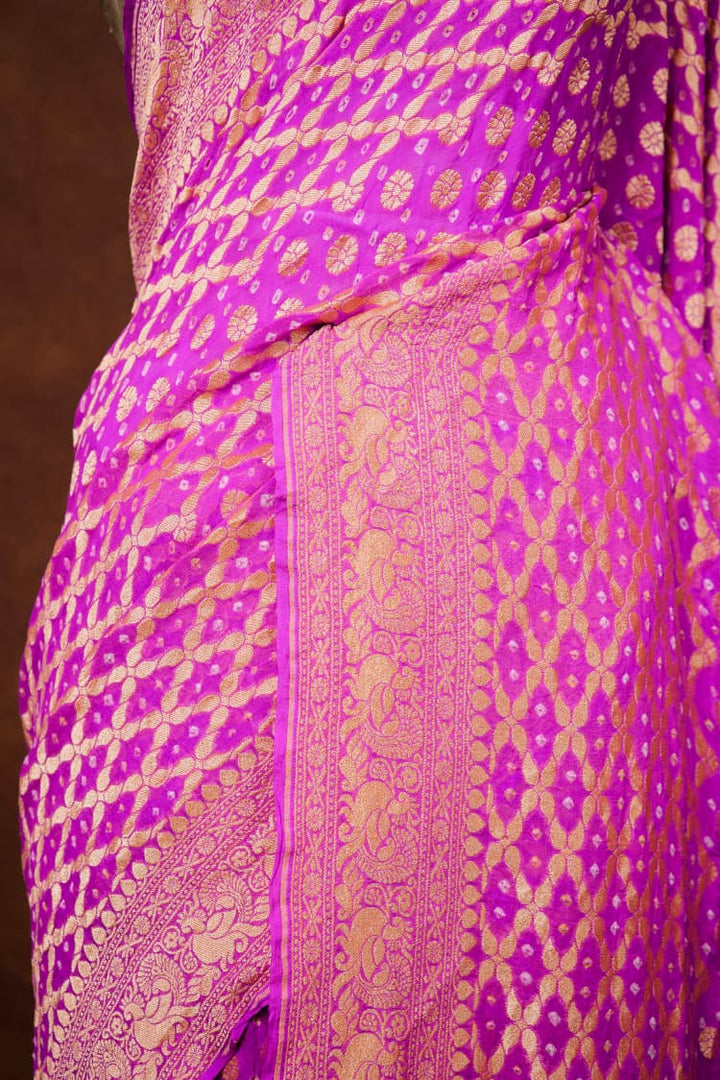 Pure Khaddi georgette Bandhani Work Saree