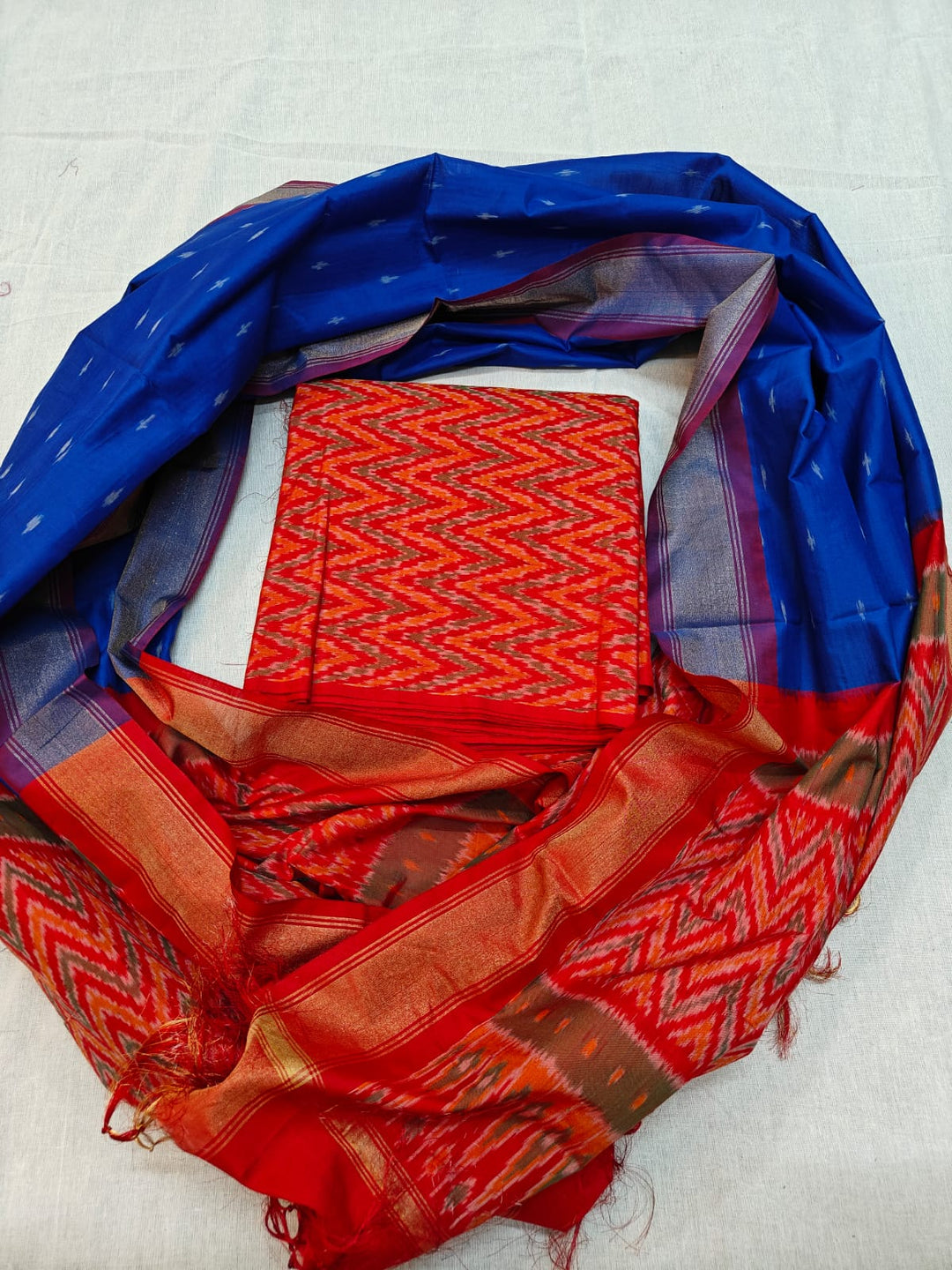 Pure Ikkat Sico Silk Unstitched Suit